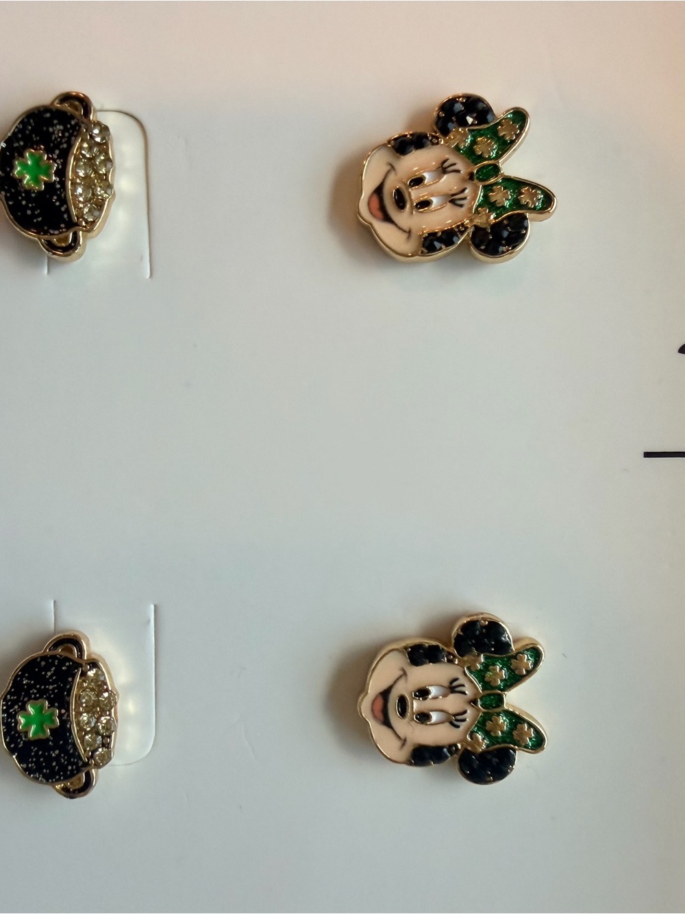 Minnie Mouse St. Patrick's Day Stud Earrings - Green and Black
